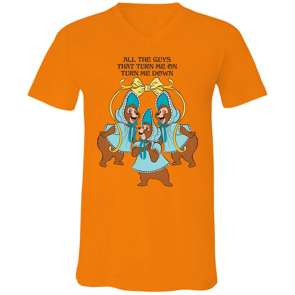 Unisex V-Neck T-Shirt - 7X4QUY5R - Orange - 11