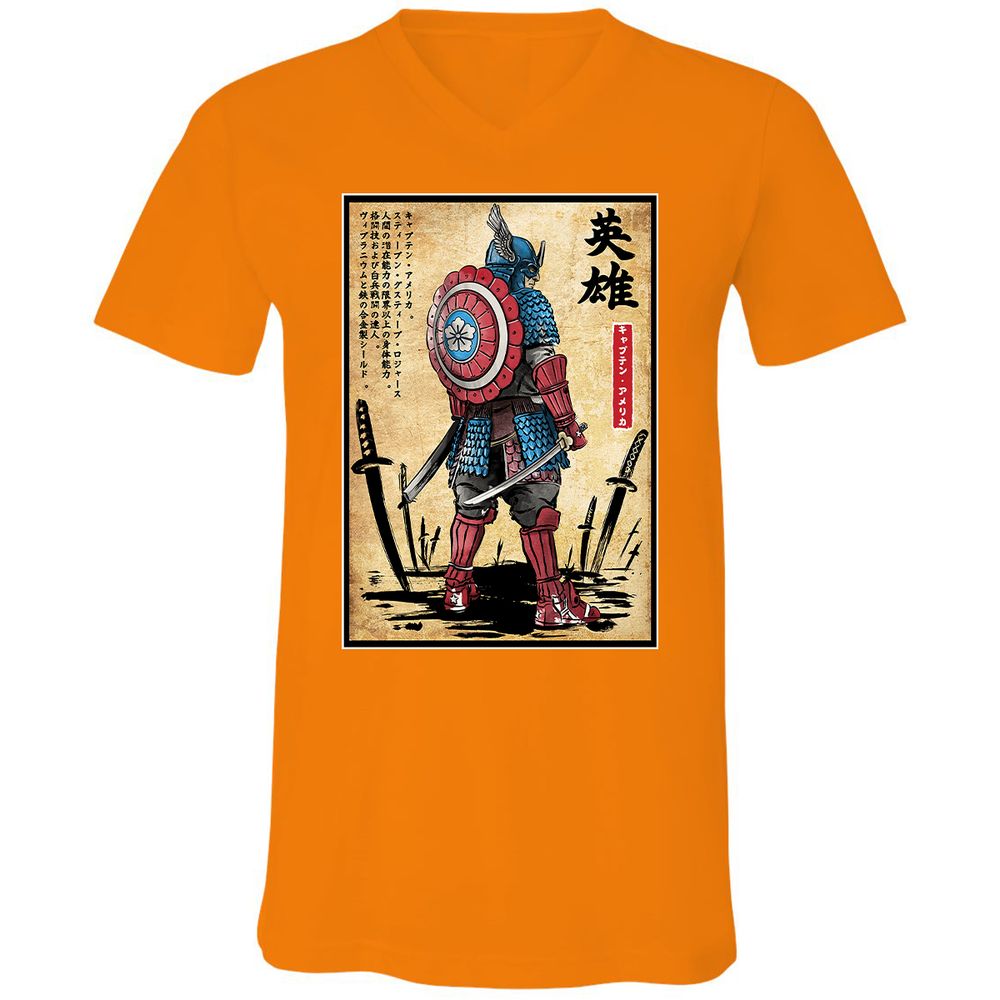 Unisex V-Neck T-Shirt - VGYMDNKQ - Orange - 11