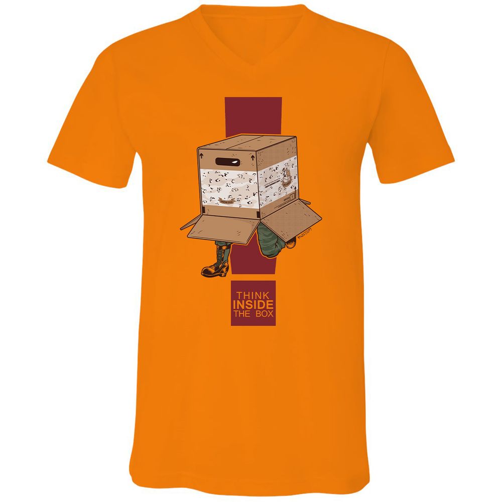 Unisex V-Neck T-Shirt - 7ESS9F1M - Orange - 11