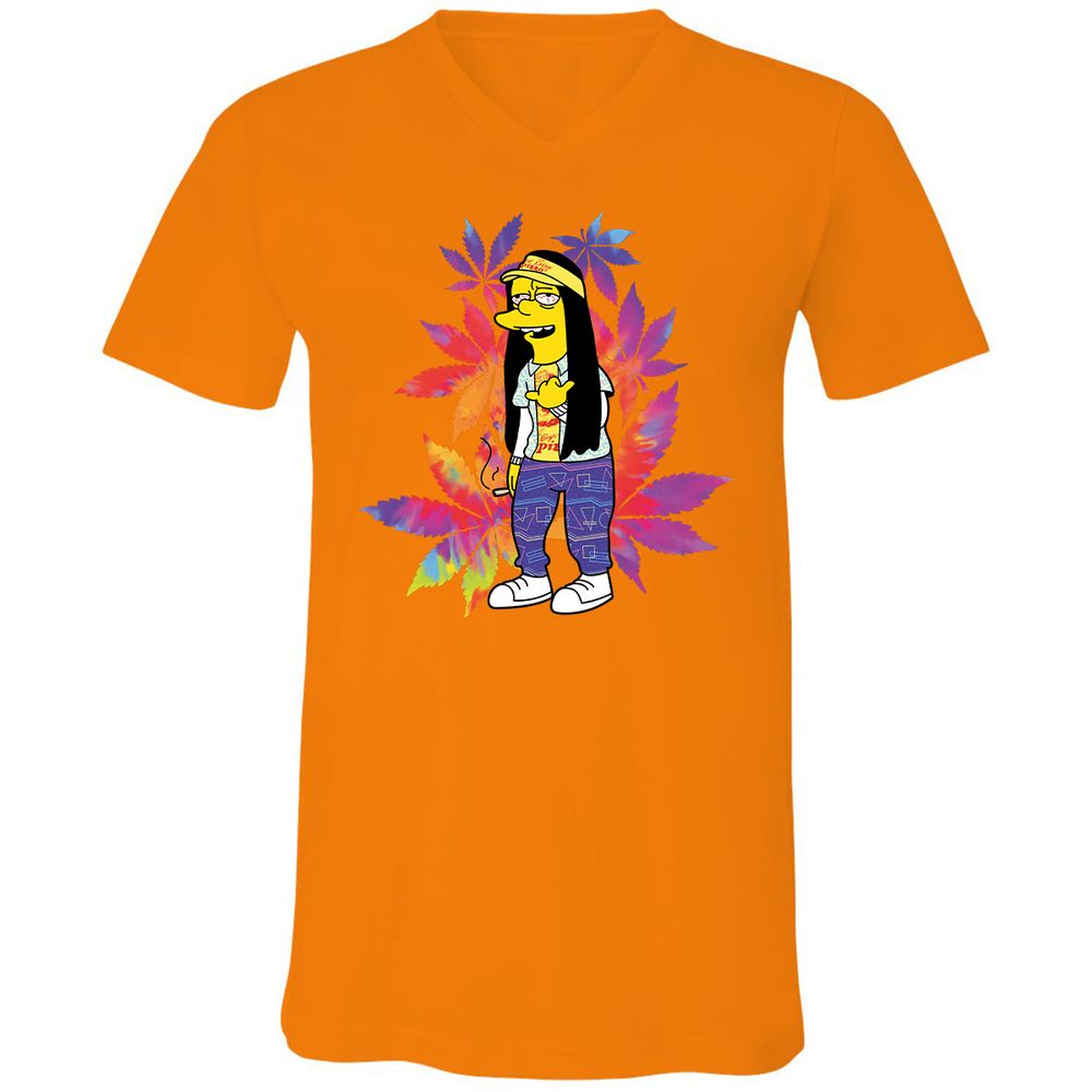 Unisex V-Neck T-Shirt - Z6S3TX8D - Orange - 11