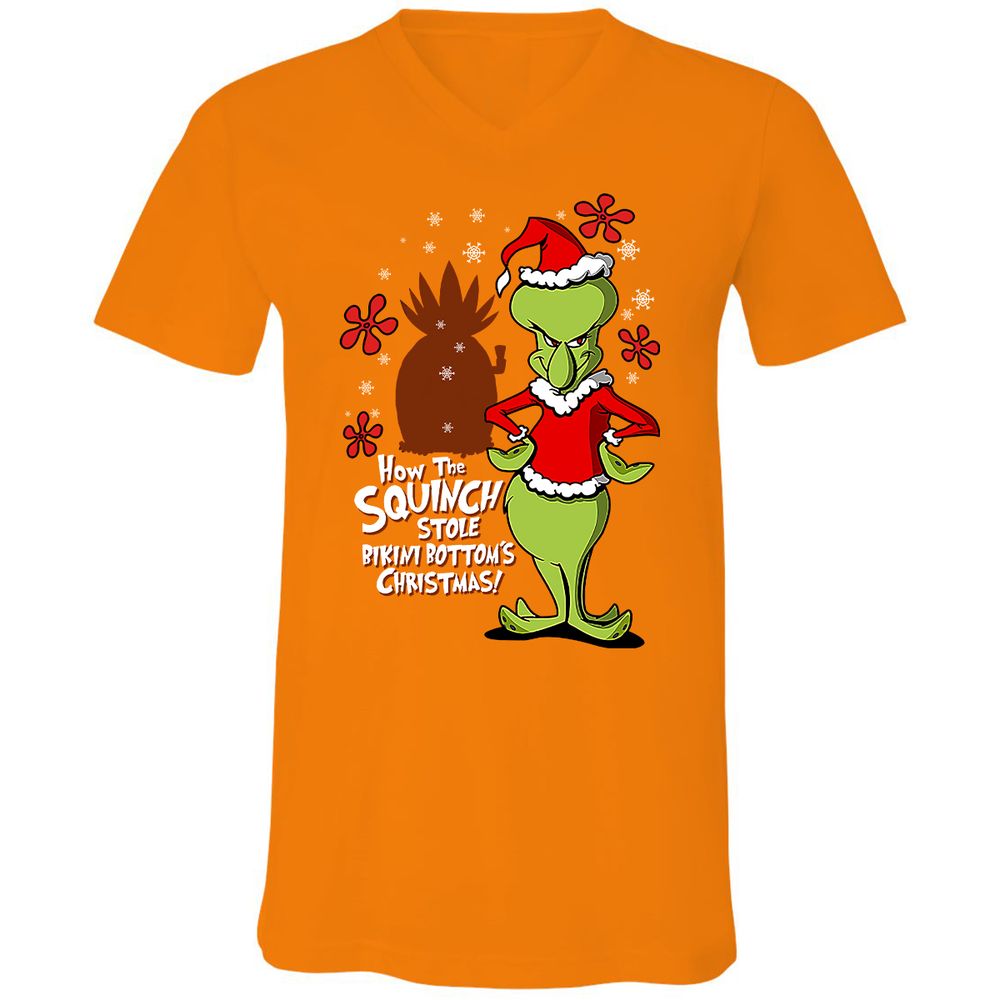 Unisex V-Neck T-Shirt - 8E6YCAYB - Orange - 11
