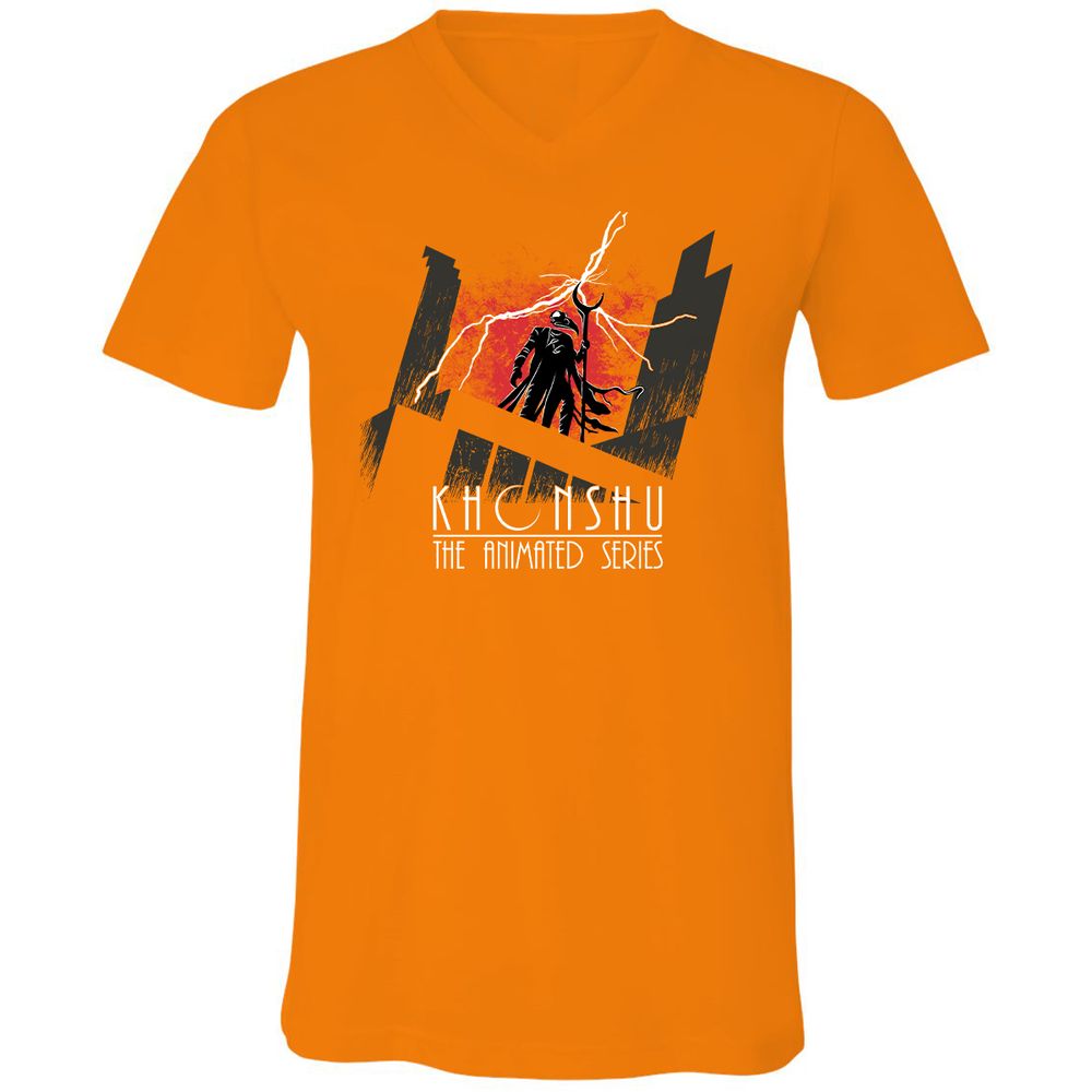 Unisex V-Neck T-Shirt - XQZC5KP9 - Orange - 11