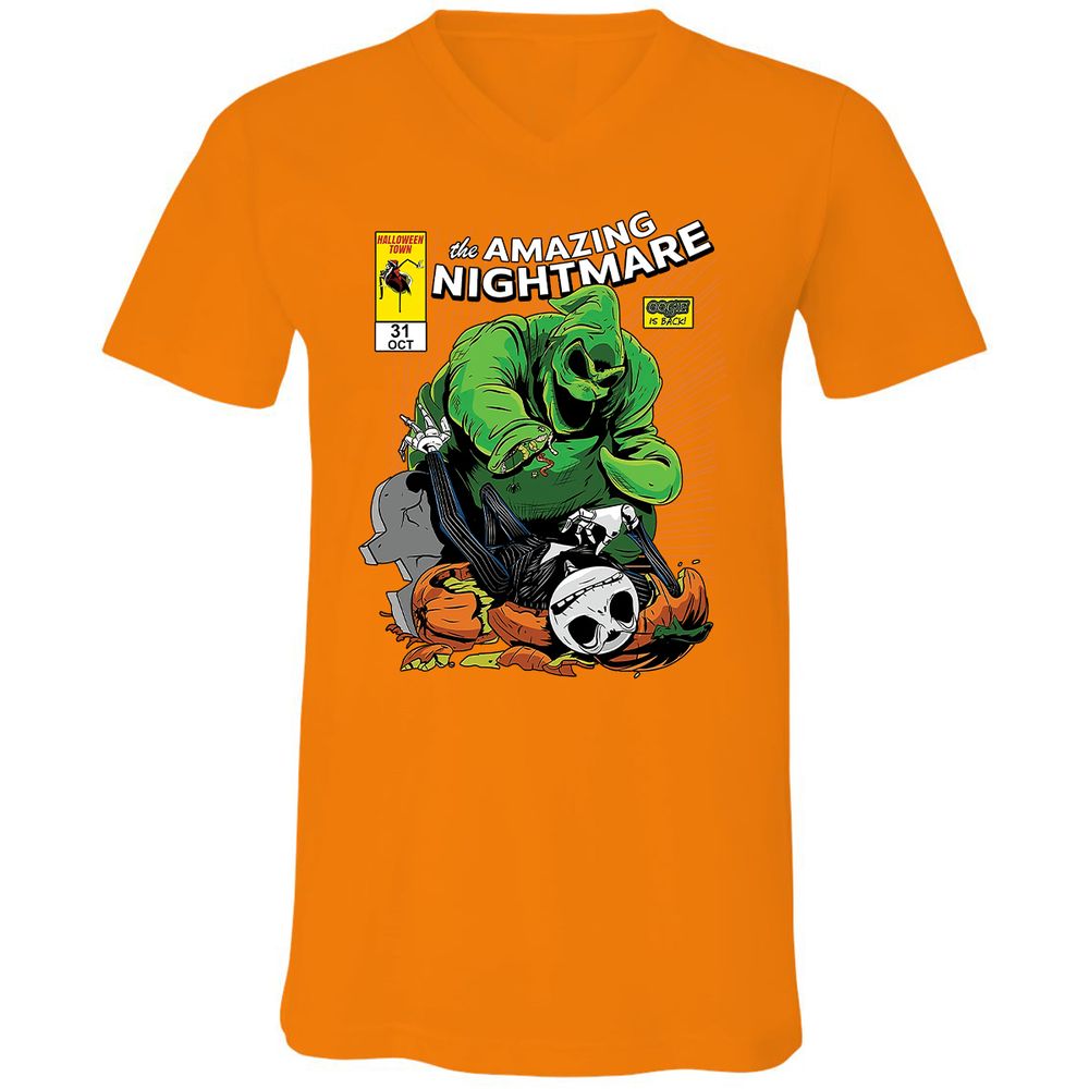 Unisex V-Neck T-Shirt - YDFNZHL5 - Orange - 11