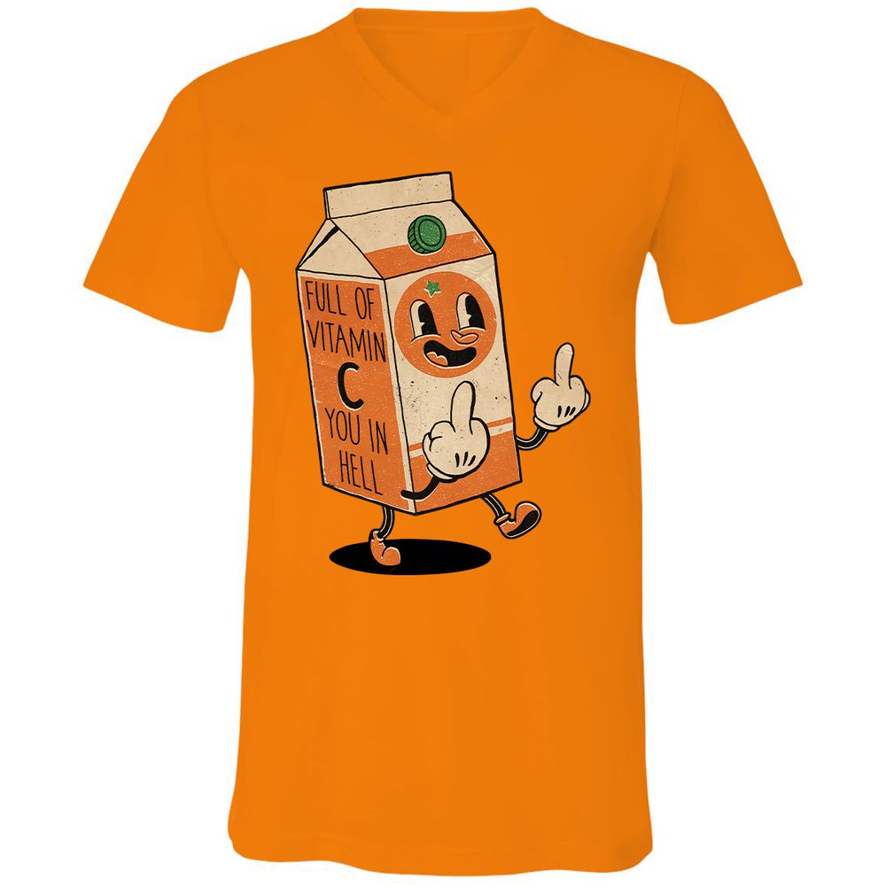 Unisex V-Neck T-Shirt - WPVLZNC8 - Orange - 11