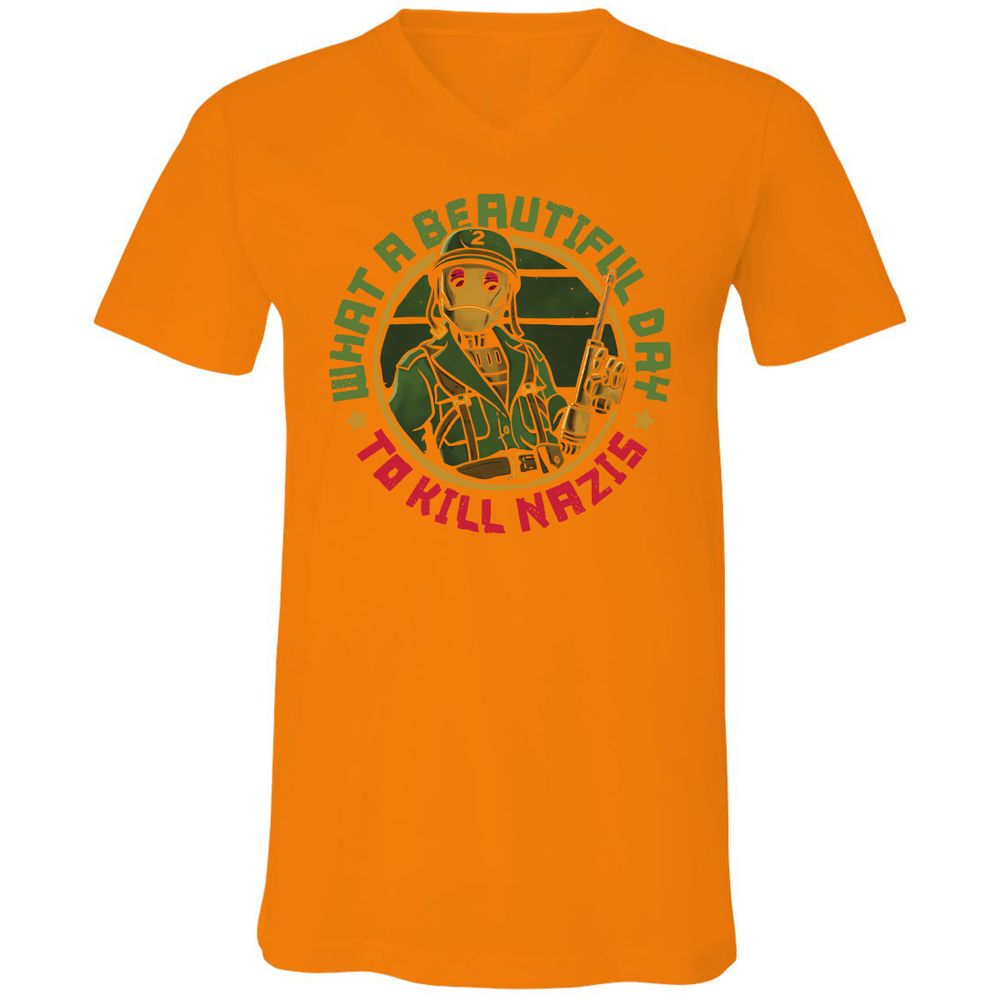 Unisex V-Neck T-Shirt - NLVTLZD2 - Orange - 11