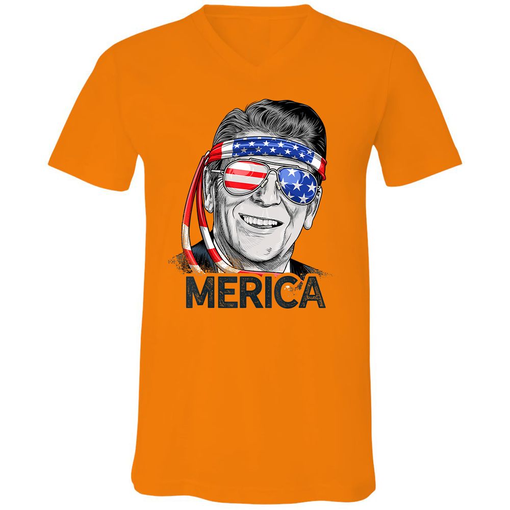 Unisex V-Neck T-Shirt - L1X8JY6Y - Orange - 11