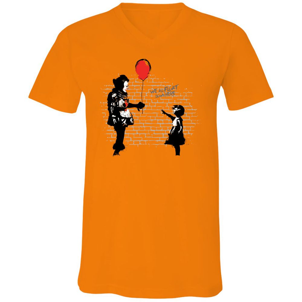 Unisex V-Neck T-Shirt - C7X85UJN - Orange - 11