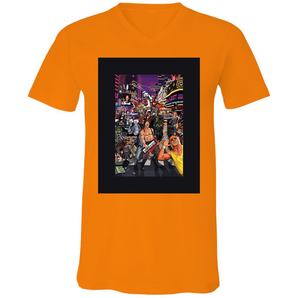 Unisex V-Neck T-Shirt - 9ZP7UPFT - Orange - 11