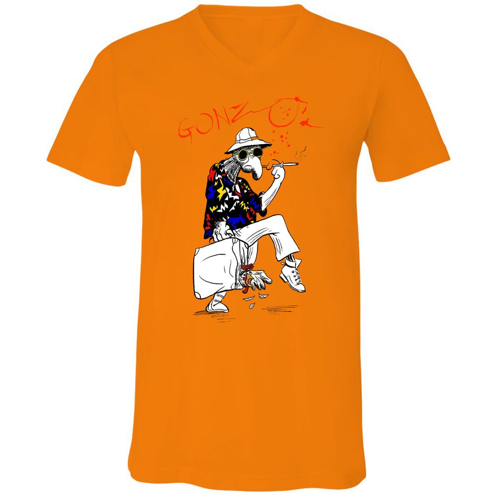 Unisex V-Neck T-Shirt - RSTPRZFC - Orange - 11