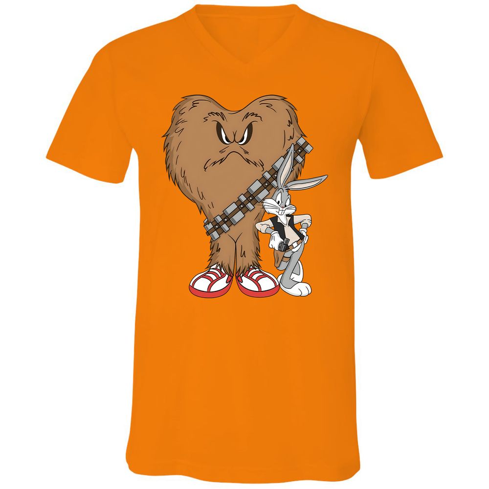 Unisex V-Neck T-Shirt - 5YDZ7H2L - Orange - 11
