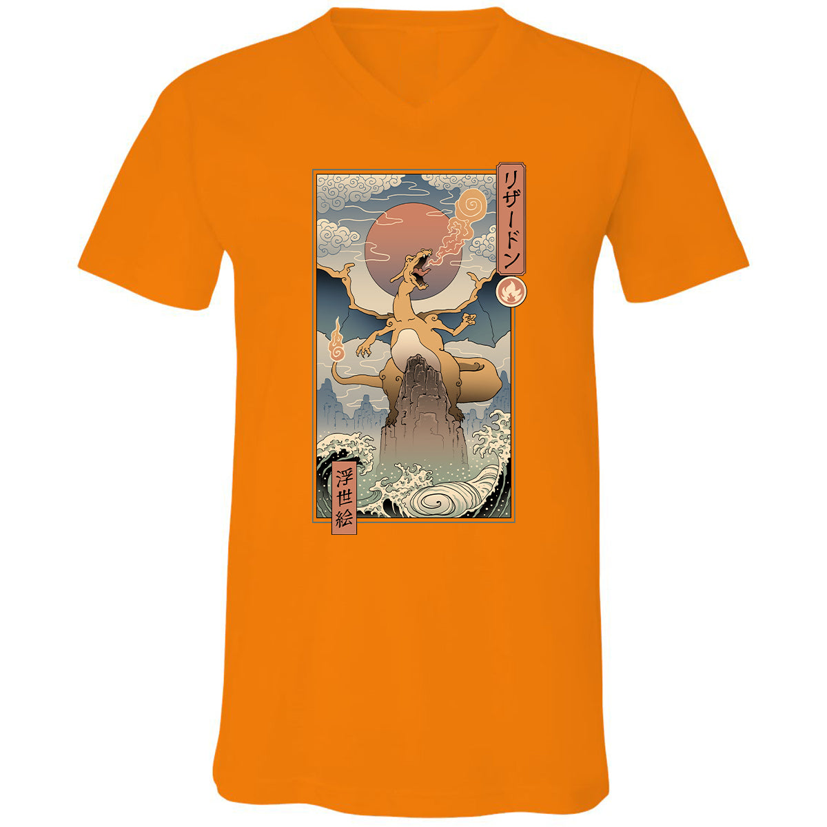 Unisex V-Neck T-Shirt - DEQRXZPV - Orange - 11