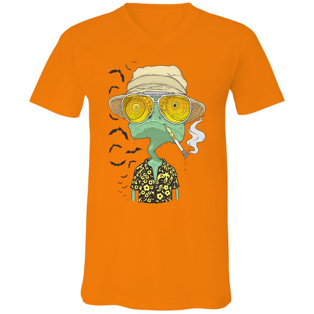 Unisex V-Neck T-Shirt - PHFSVRSZ - Orange - 11