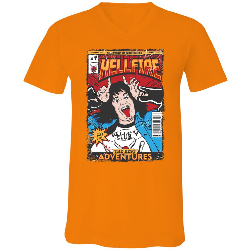 Unisex V-Neck T-Shirt - 8YBTTG9G - Orange - 11
