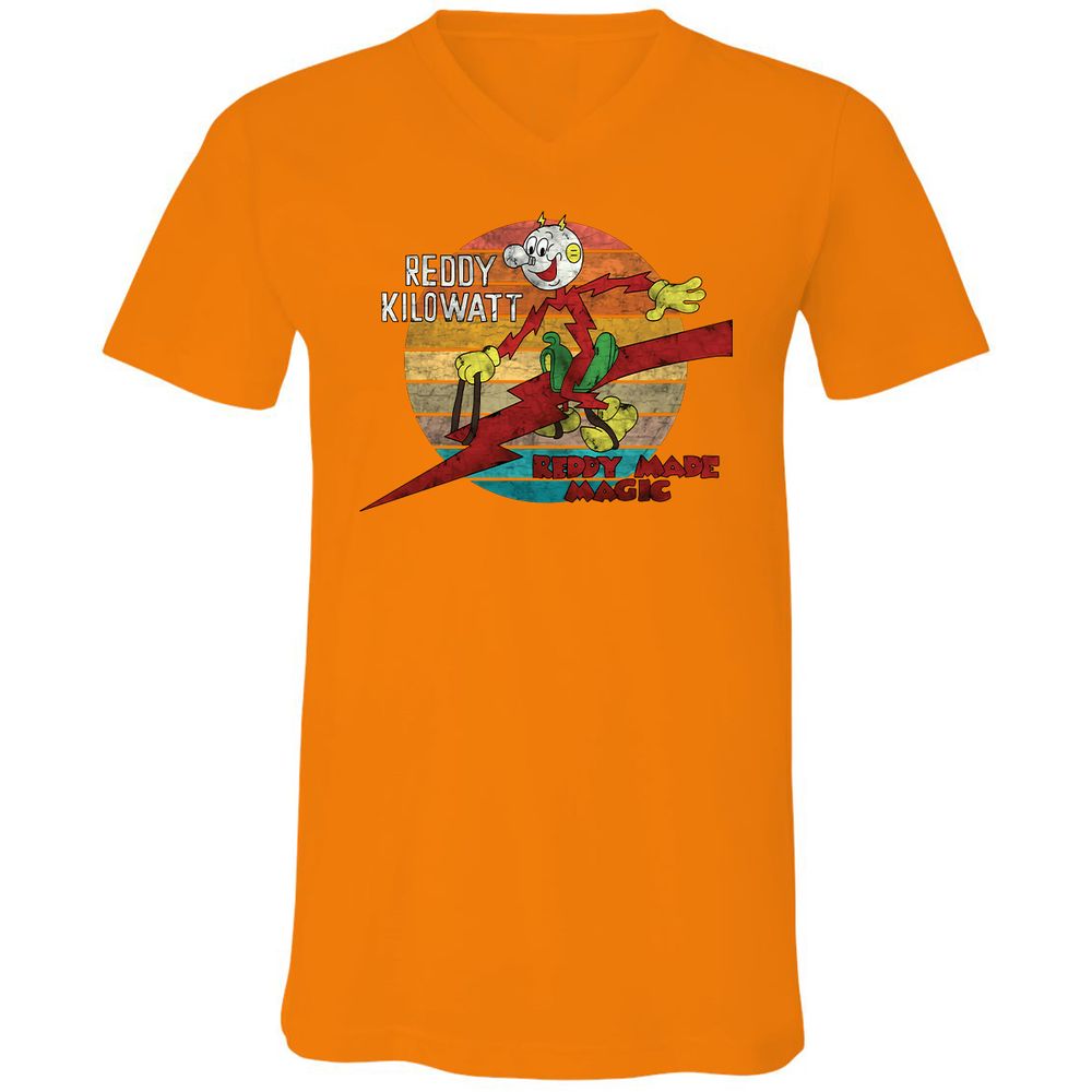 Unisex V-Neck T-Shirt - GJ9W2UXV - Orange - 11