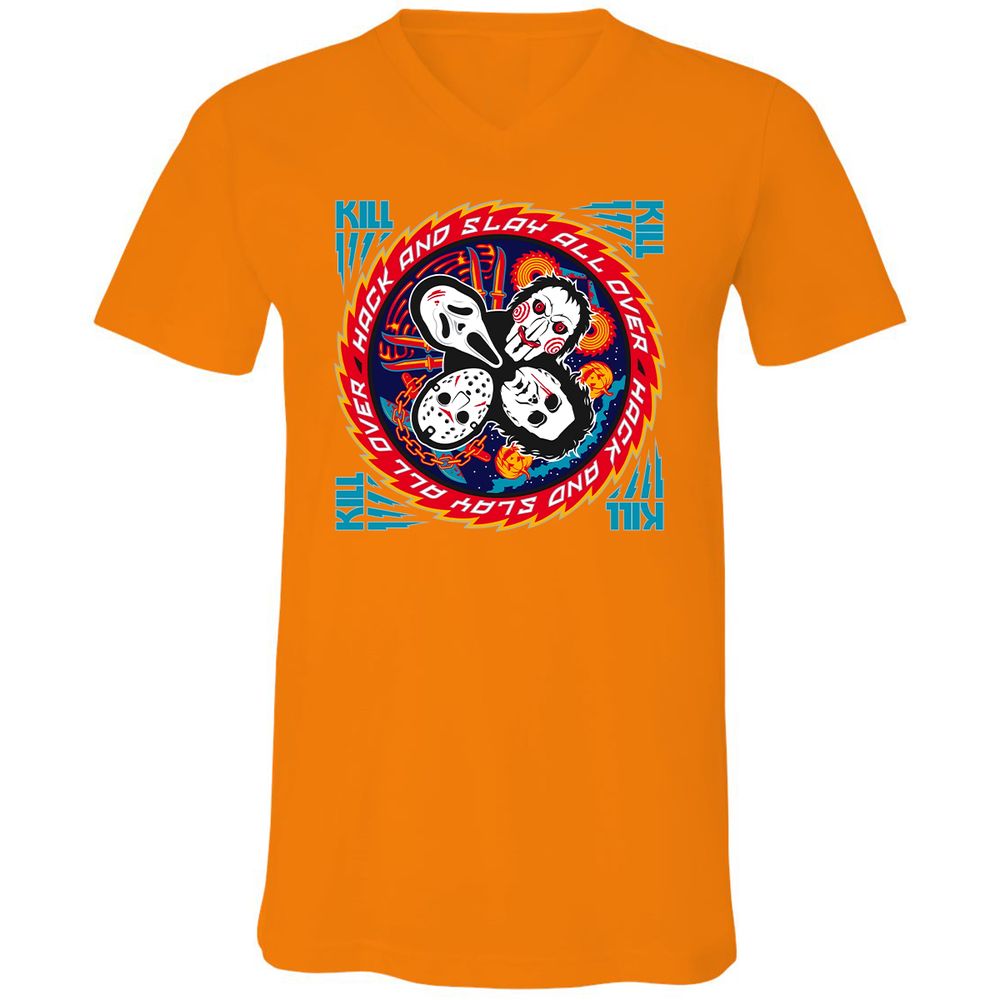 Unisex V-Neck T-Shirt - 3AHLFHV7 - Orange - 11