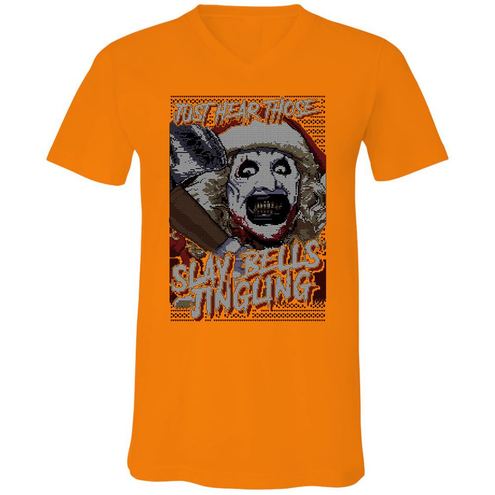 Slay Bells Jingling Unisex V-Neck T-Shirt - Orange - 11
