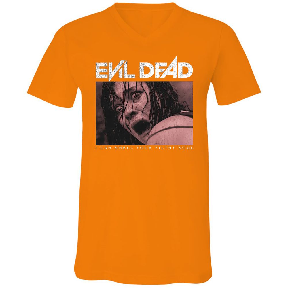 Unisex V-Neck T-Shirt - Black - Orange - 11