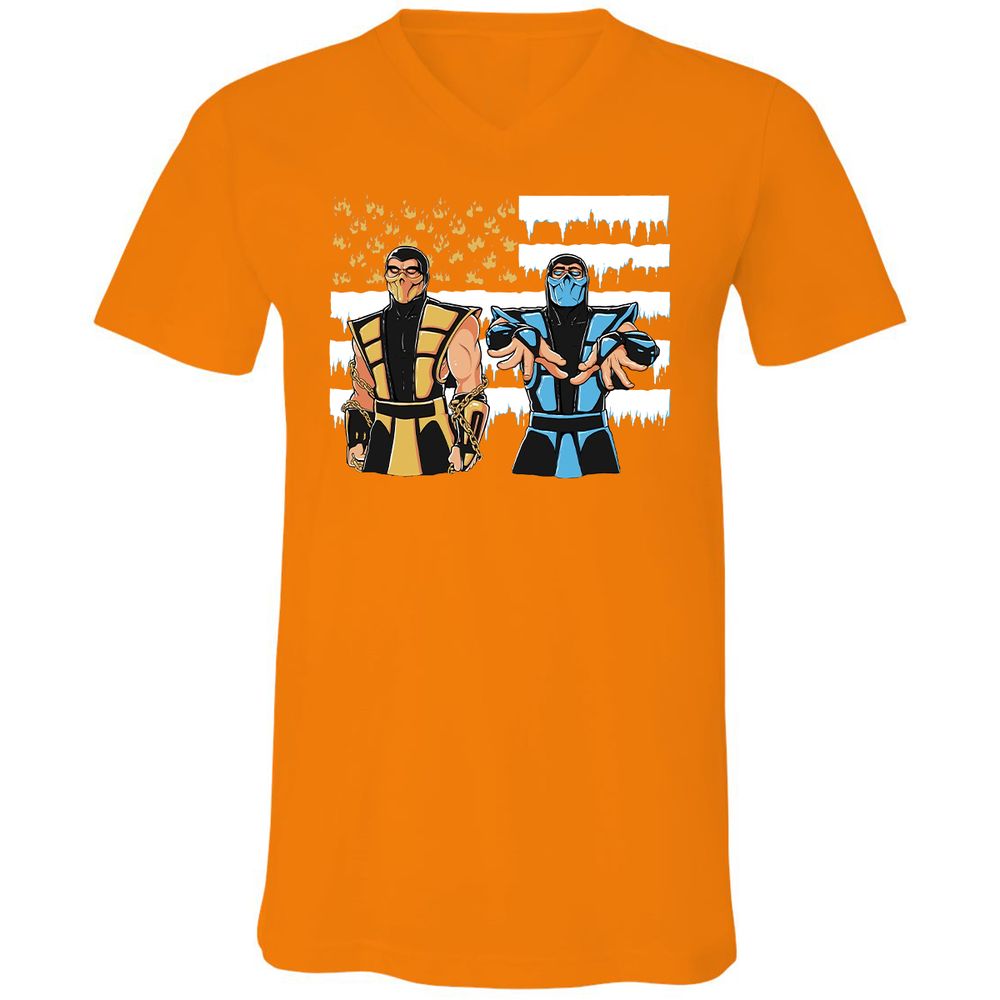 Unisex V-Neck T-Shirt - 7Y214UWY - Orange - 11