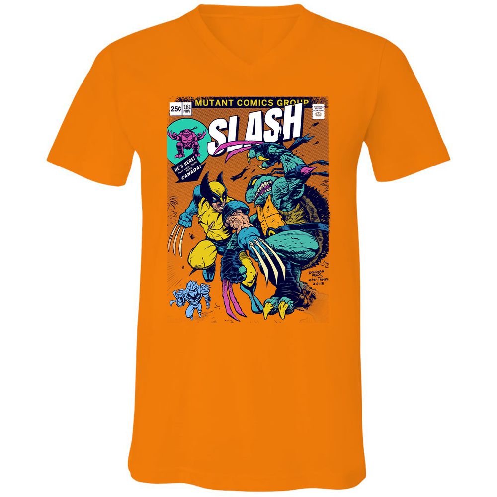Unisex V-Neck T-Shirt - 9GPXKKDJ - Orange - 11