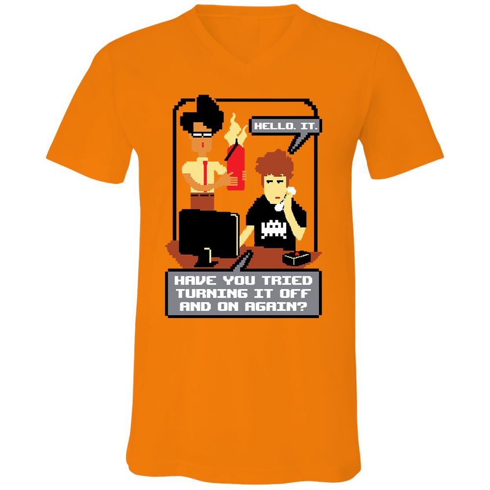 Unisex V-Neck T-Shirt - HNEUZ7PF - Orange - 11