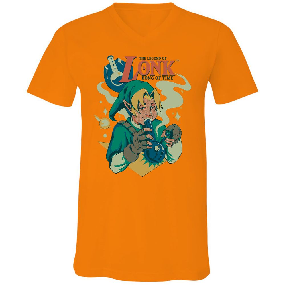 Unisex V-Neck T-Shirt - B98JACLR - Orange - 11