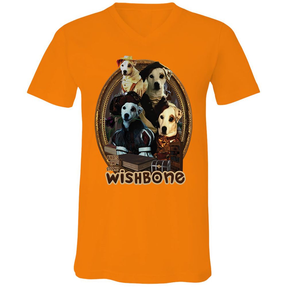 Unisex V-Neck T-Shirt - T66K7YGX - Orange - 11