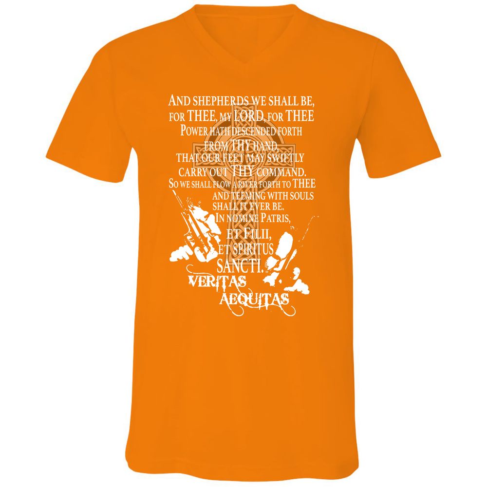 Unisex V-Neck T-Shirt - Black - Orange - 11