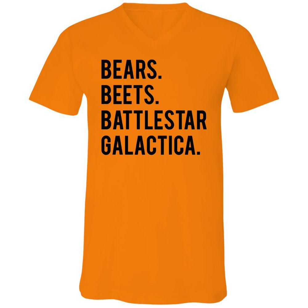 Unisex V-Neck T-Shirt - V7HFS8ZH - Orange - 11