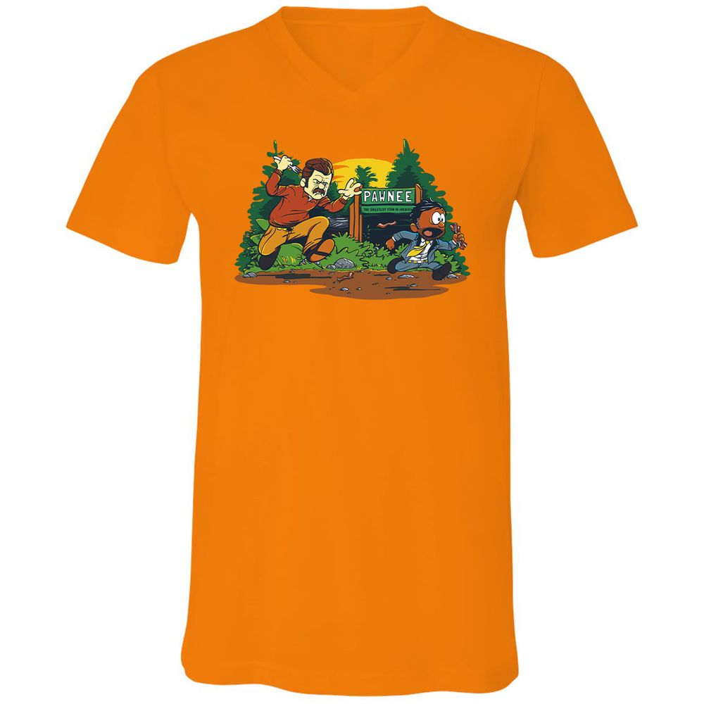 Unisex V-Neck T-Shirt - ZCJ269H9 - Orange - 11