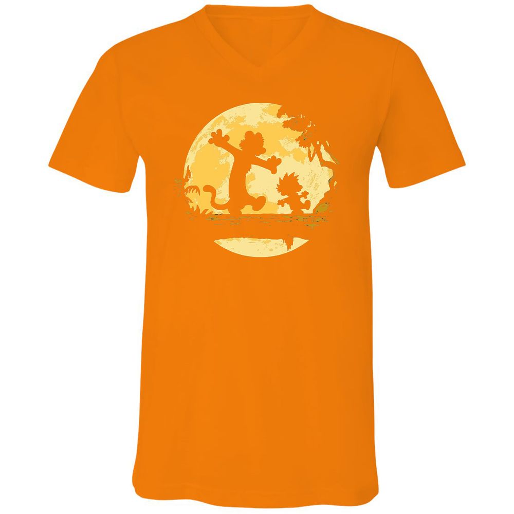 Unisex V-Neck T-Shirt - 7Y8HX3AQ - Orange - 11