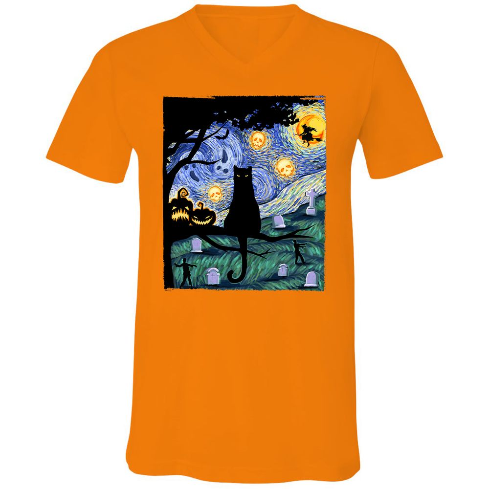 Unisex V-Neck T-Shirt - MFG2B8LN - Orange - 11