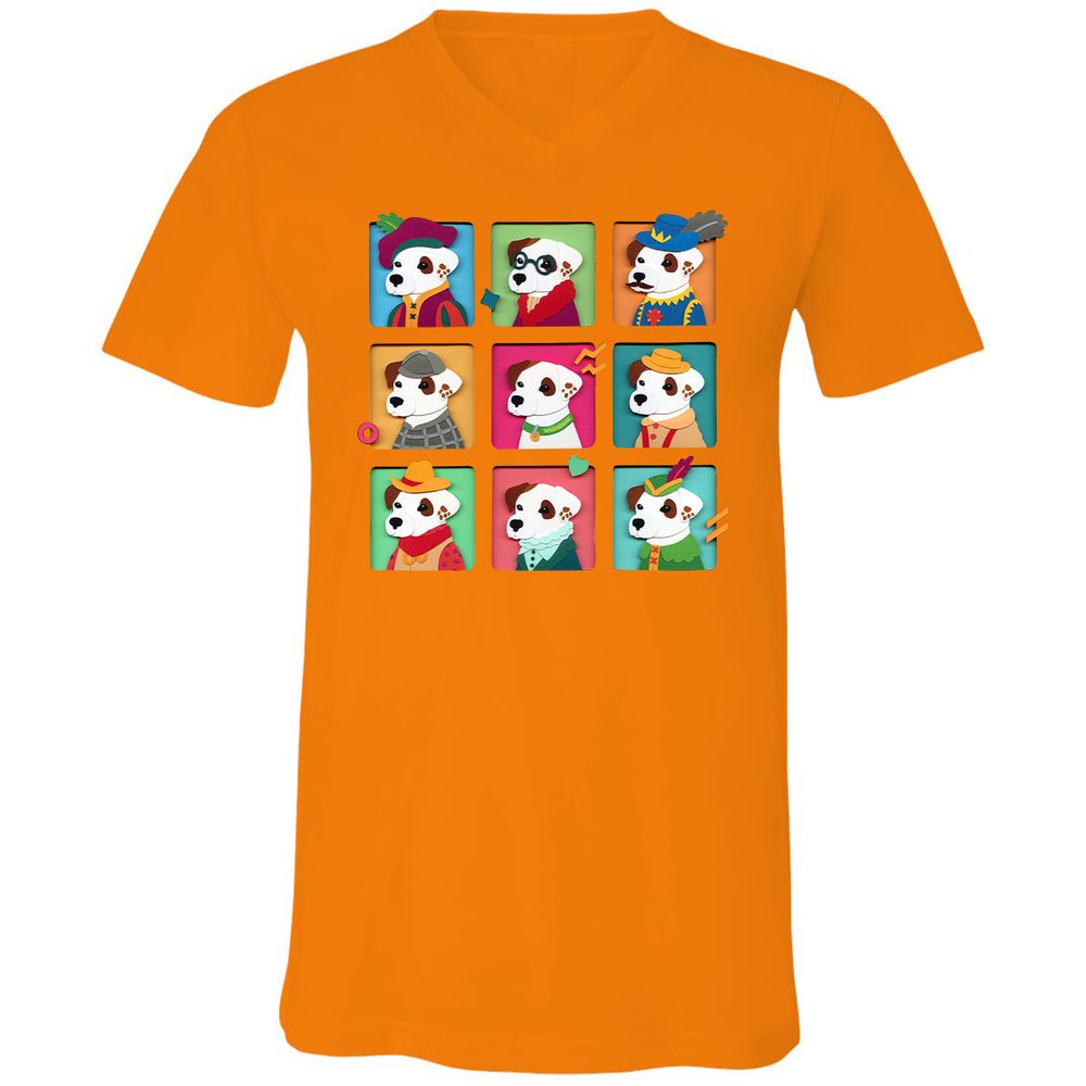 Unisex V-Neck T-Shirt - 6TJT3JP9 - Orange - 11