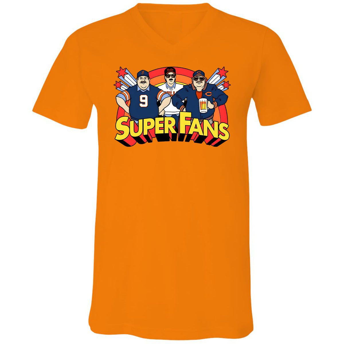Unisex V-Neck T-Shirt - VUG7DDZ8 - Orange - 11