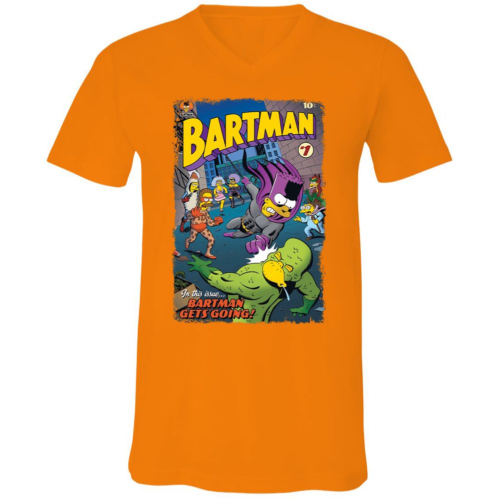 Unisex V-Neck T-Shirt - TBCQZPBR - Orange - 11