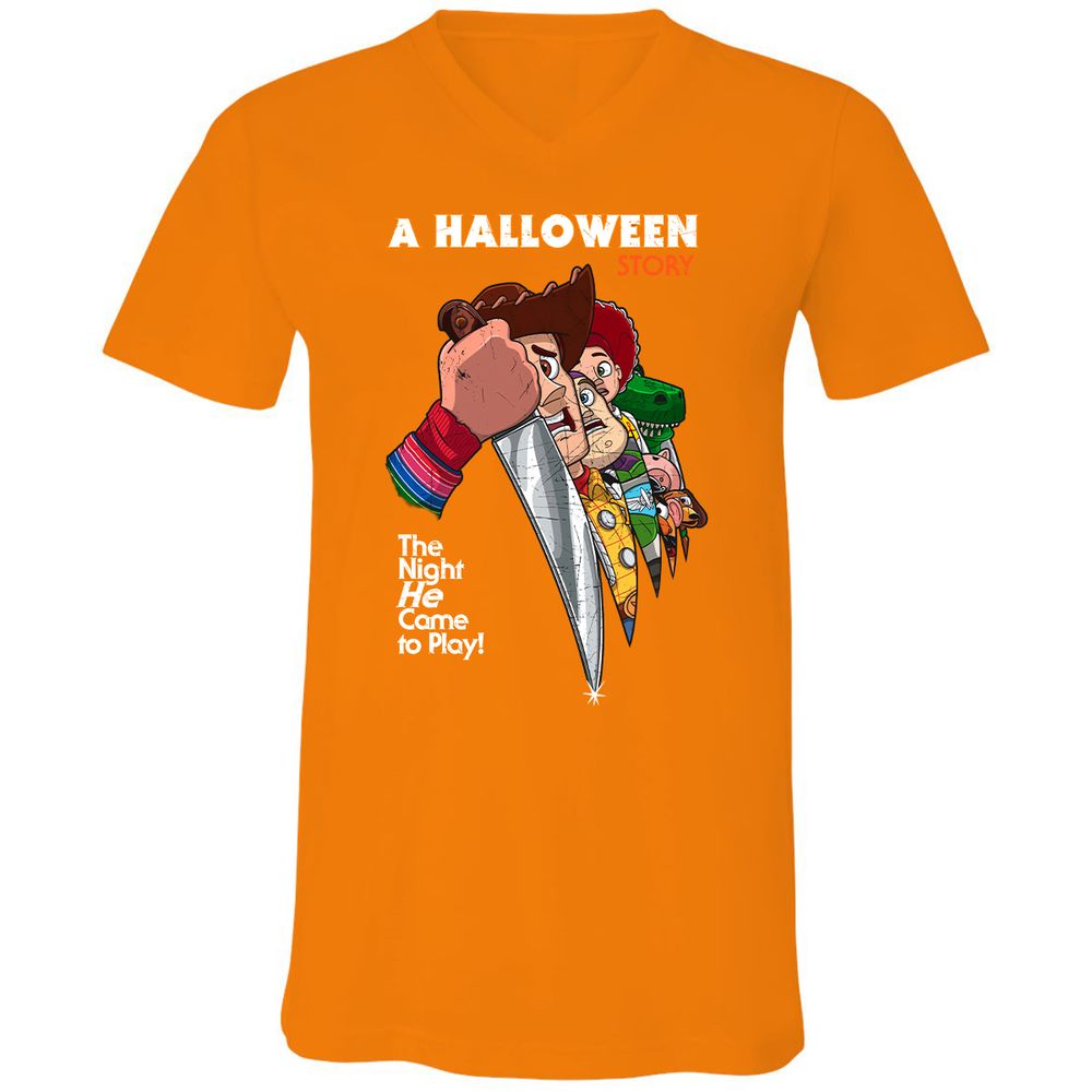Unisex V-Neck T-Shirt - Q8ZWRSSV - Orange - 11