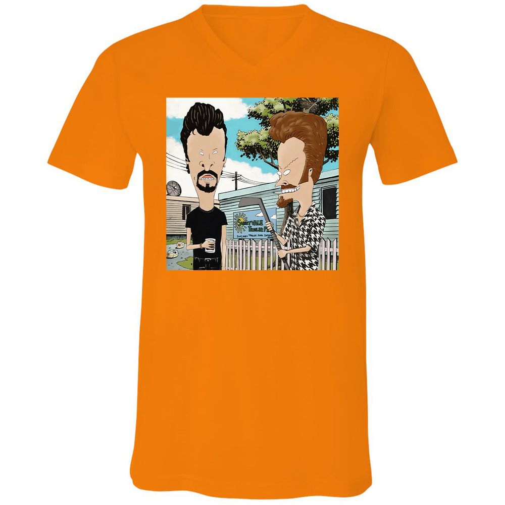 Unisex V-Neck T-Shirt - RGEPDWUW - Orange - 11