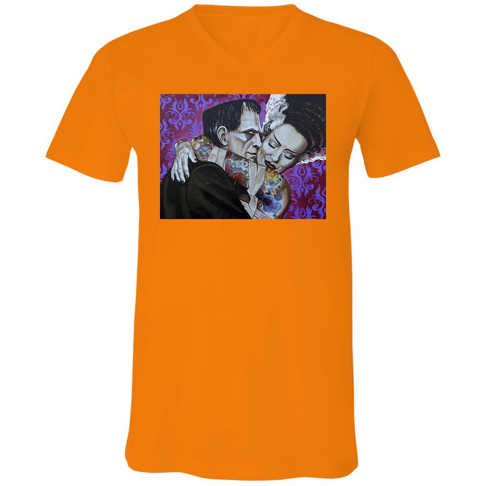 Unisex V-Neck T-Shirt - RCQC123J - Orange - 11