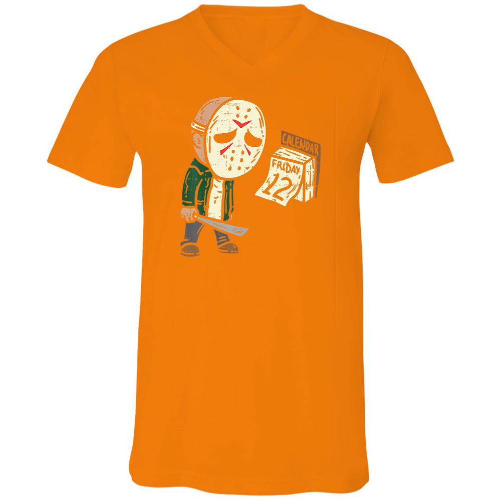 Unisex V-Neck T-Shirt - W1U9XN6D - Orange - 11