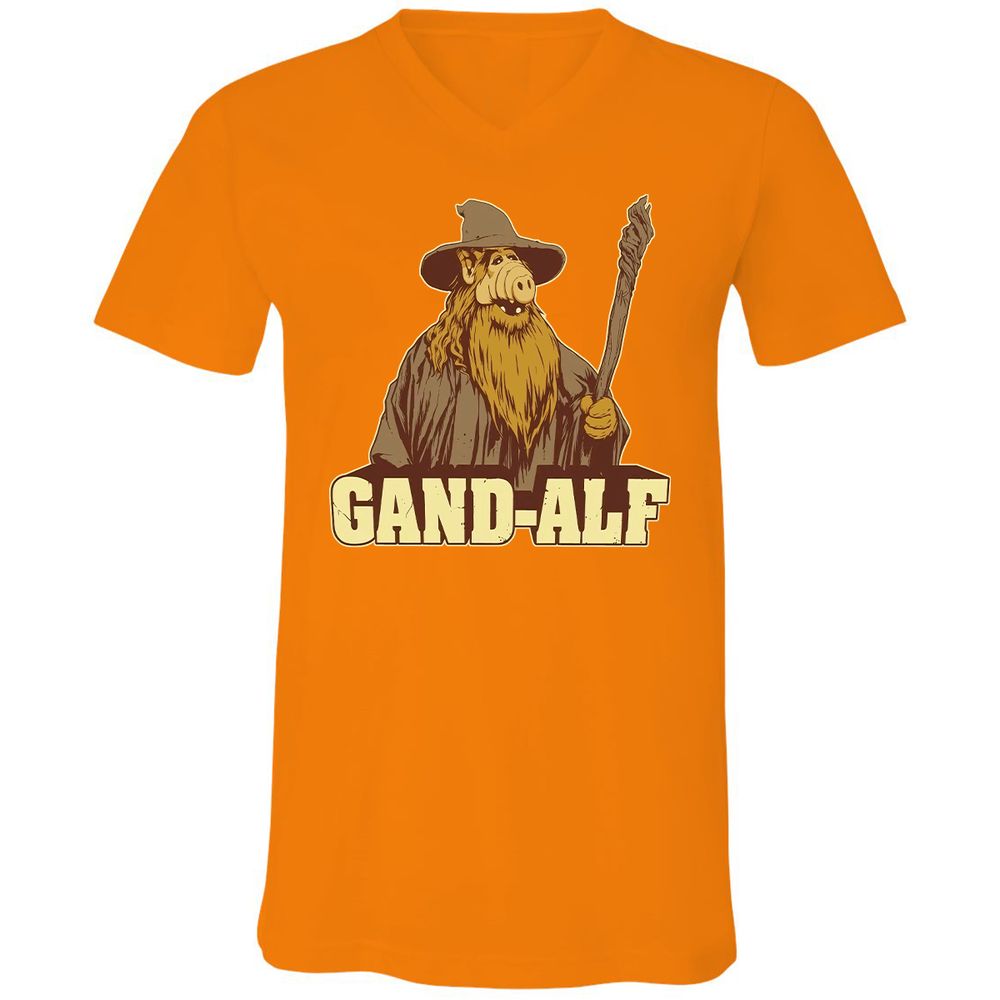 Unisex V-Neck T-Shirt - H9W4EZLQ - Orange - 11