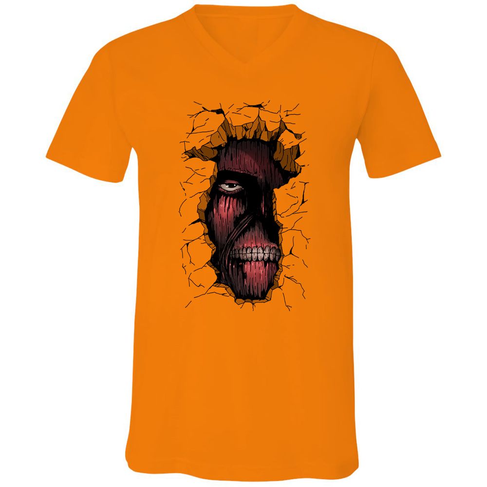 Unisex V-Neck T-Shirt - CLLJUNBF - Orange - 11