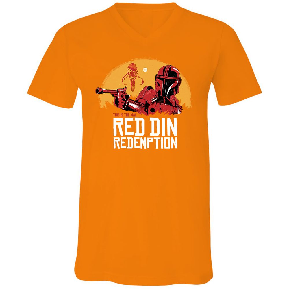 Unisex V-Neck T-Shirt - E5AD1DQ8 - Orange - 11