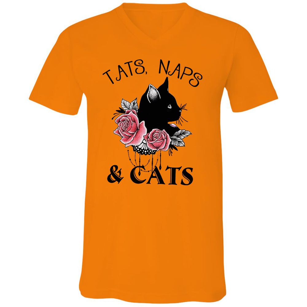 Unisex V-Neck T-Shirt - 8CW9JD1E - Orange - 11