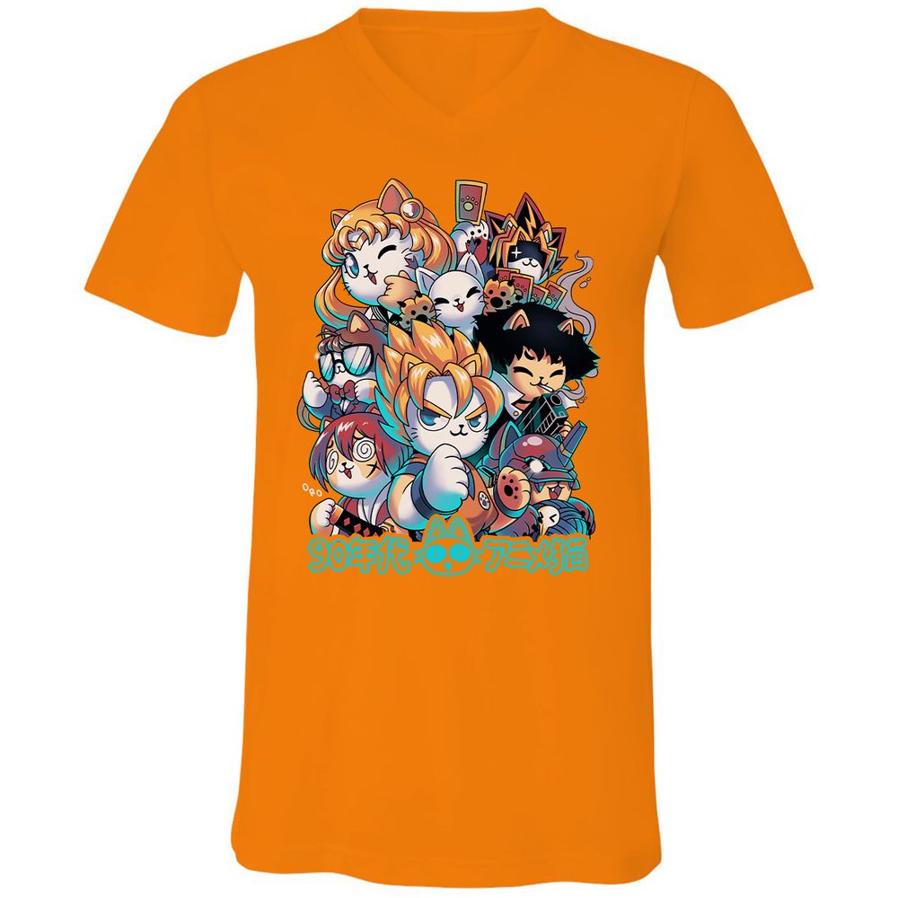 Unisex V-Neck T-Shirt - Z3YFLQVN - Orange - 11