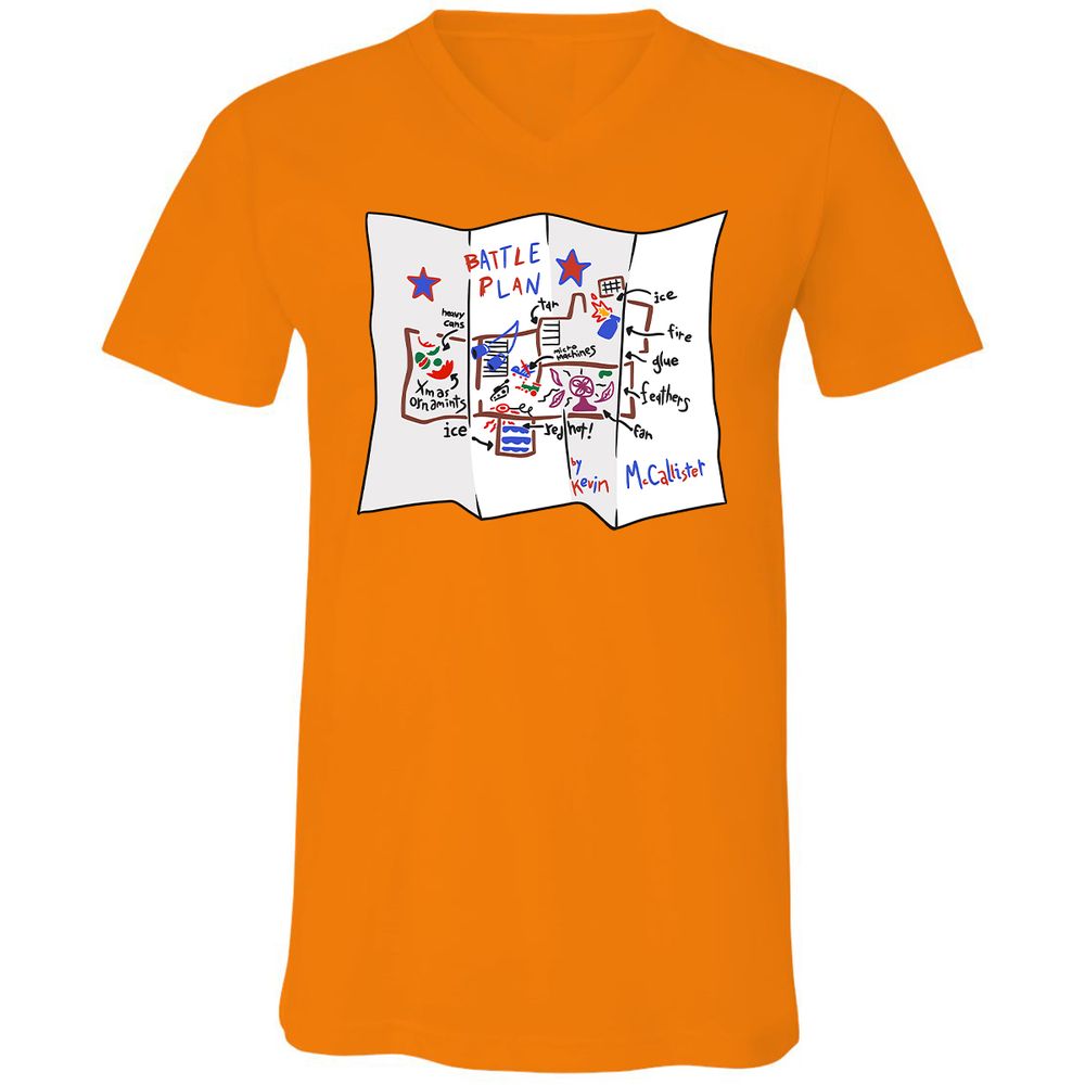 Unisex V-Neck T-Shirt - JS1J7XUR - Orange - 11