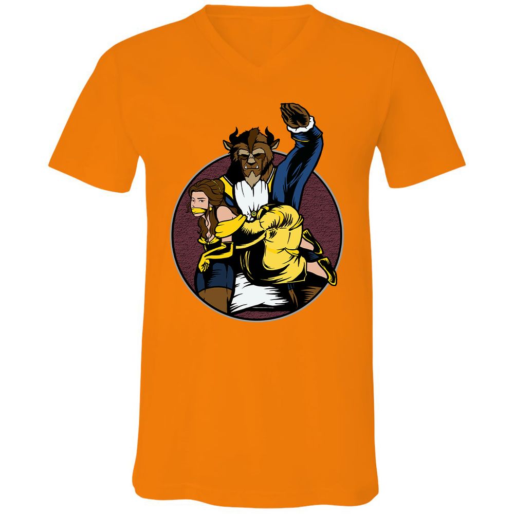 Unisex V-Neck T-Shirt - 41B8CMJA - Orange - 11