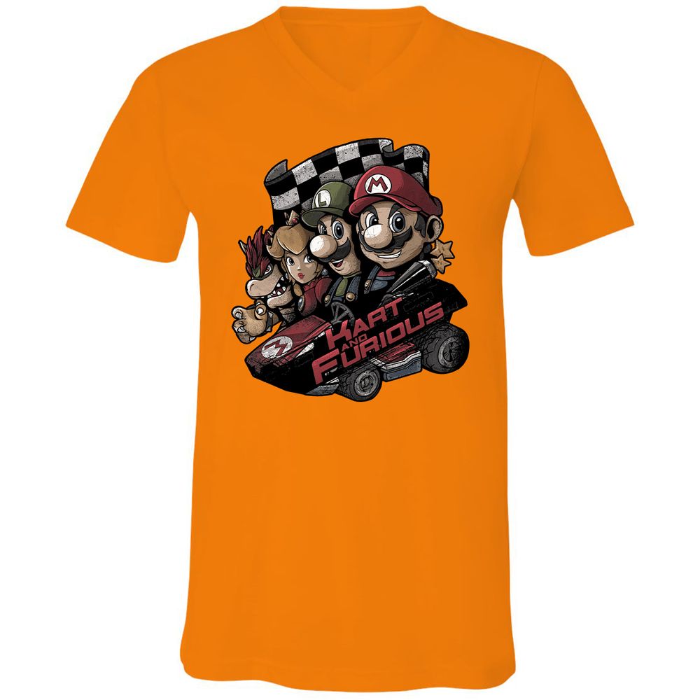 Unisex V-Neck T-Shirt - 6JBP9TWU - Orange - 11