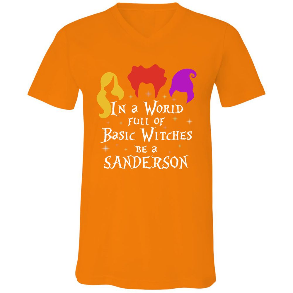 Unisex V-Neck T-Shirt - HUSEQHXB - Orange - 11
