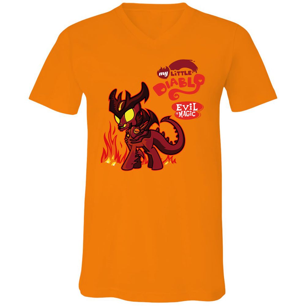 Unisex V-Neck T-Shirt - VJXU4L57 - Orange - 11