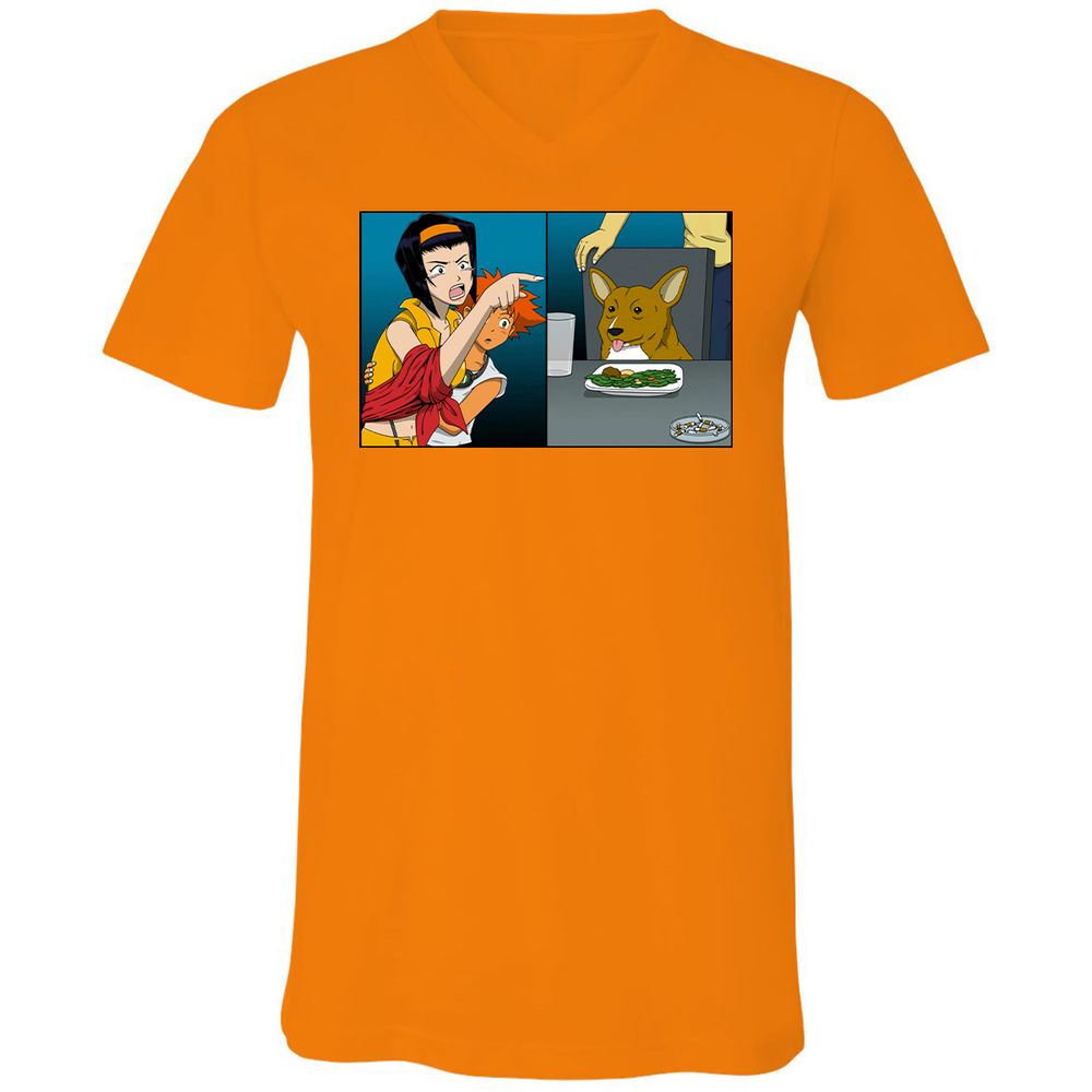 Unisex V-Neck T-Shirt - XVKXJB5G - Orange - 11
