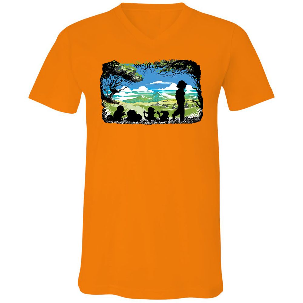 Unisex V-Neck T-Shirt - 1YN83KKR - Orange - 11